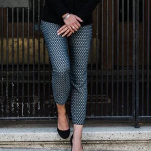 NWT THEORY trecca 2 pants in navy herring melange size 2/4 - Picture 4 of 14